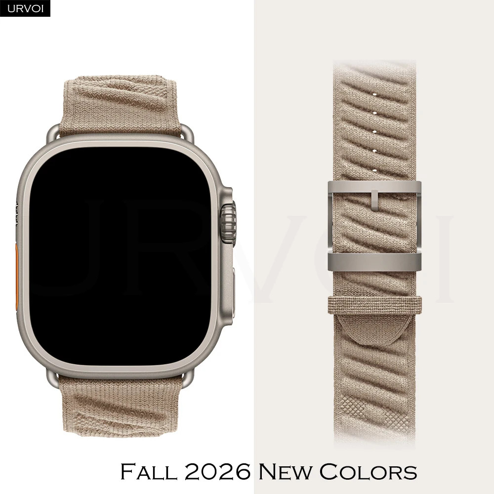 URVOI Sporty En Mer Armband für Apple Watch Ultra 4 3 2 Band Bleu Hydra Nuit Ozeanwellenmuster Polyamid Anpassbare Schnalle 46 49mm