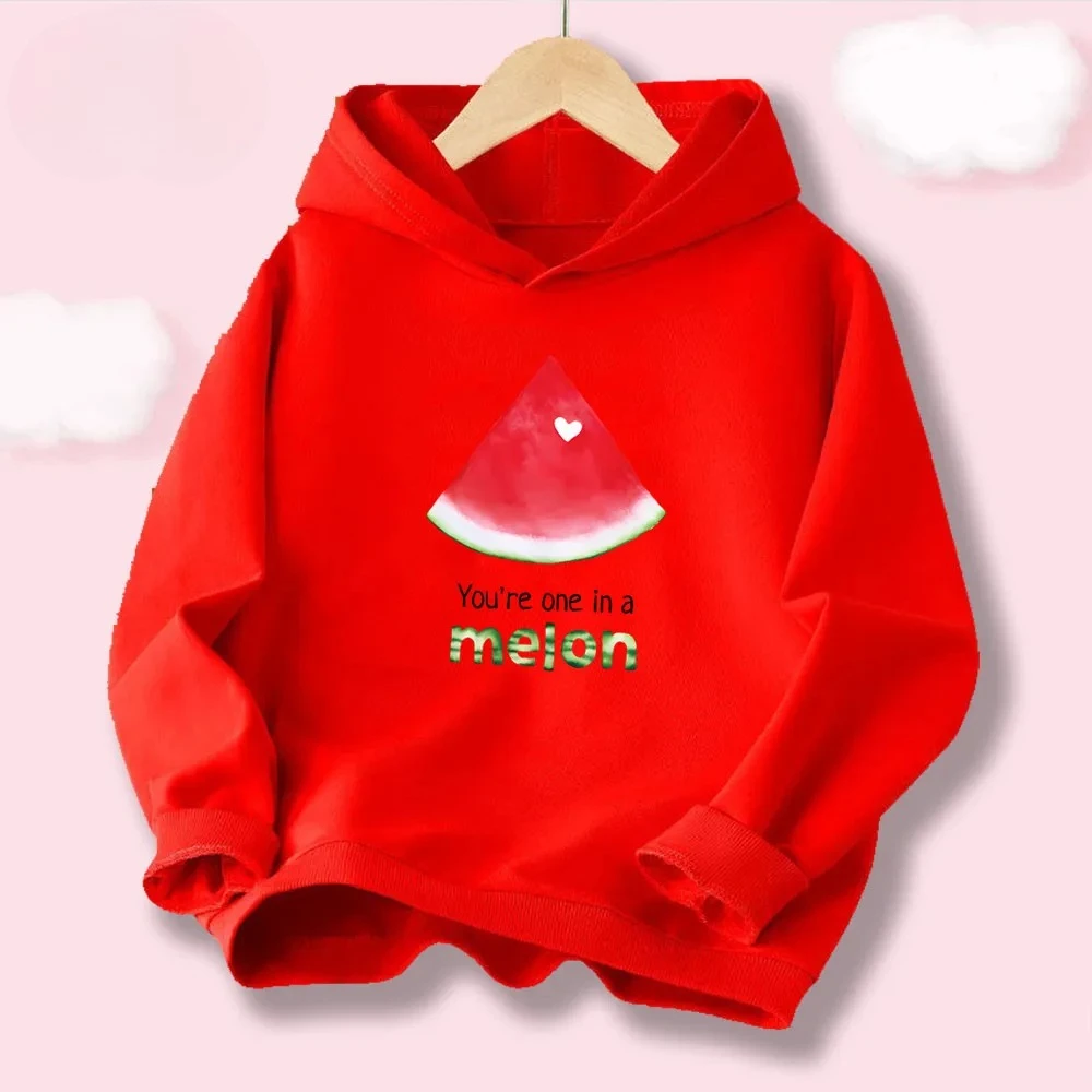 

Children's Hoodie with Cute and Sweet Watermelon Pattern Printed Hoodie Suitable for Autumn and Winter Jogging and Warm Clothing