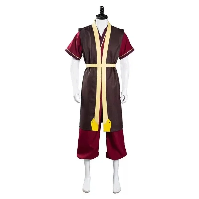 Le dernier maître de l'air Zuko Cosplay Costume, uniforme du prince du roi, Aang Zuko Anime, chaussures, perruque pour la fête d'Halloween