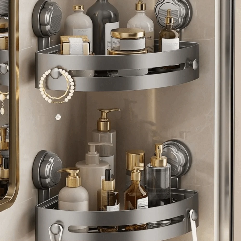 

Полка для ванной комнаты на присоске, настенная полка для шампуня из нержавеющей стали, без дрели, прочный несущий органайзер для хранения, зона унитаза