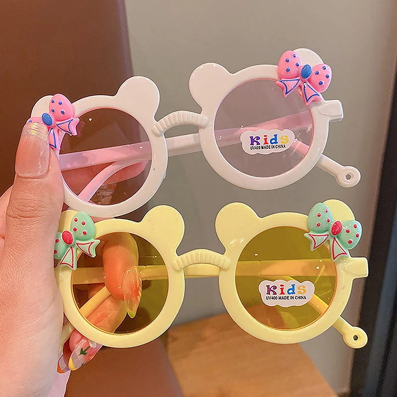 Lunettes de dessin animé colorées pour enfants, lunettes de soleil d'été pour enfants, vision claire, fête, arc, mode de dessin animé, cadre rond