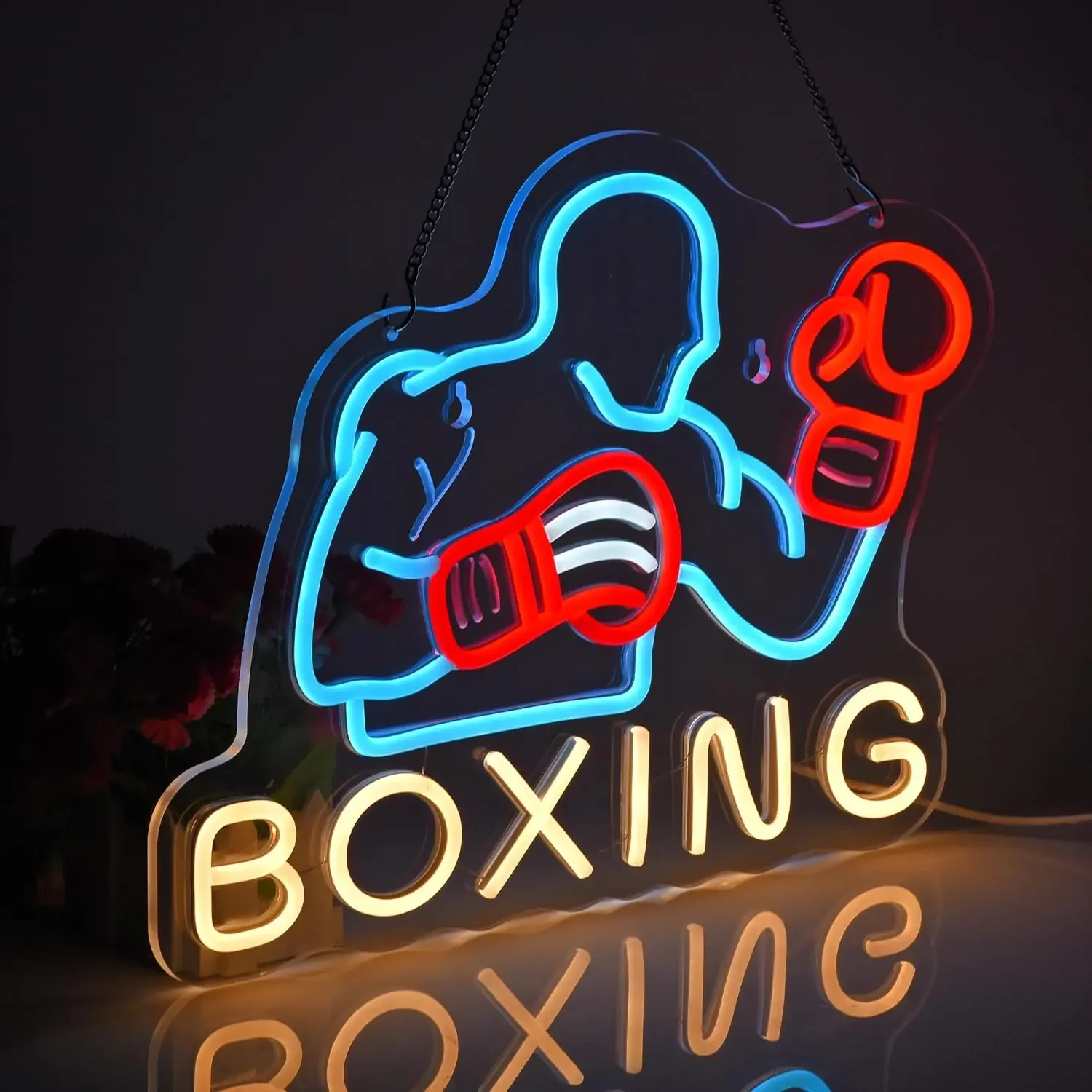  Boxing Neon Light Sign USB Dimmable LED Neon Sign for Boxing Gym Livingroom Club Bar Man Cave Party Gifts Wall Decoration