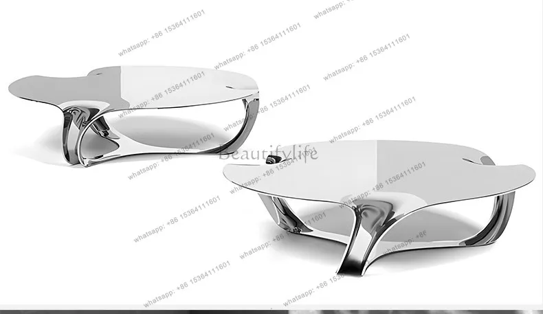 YJ  Creative FRP electroplating stainless steel silver coffee table model room special-shaped irregular fashion