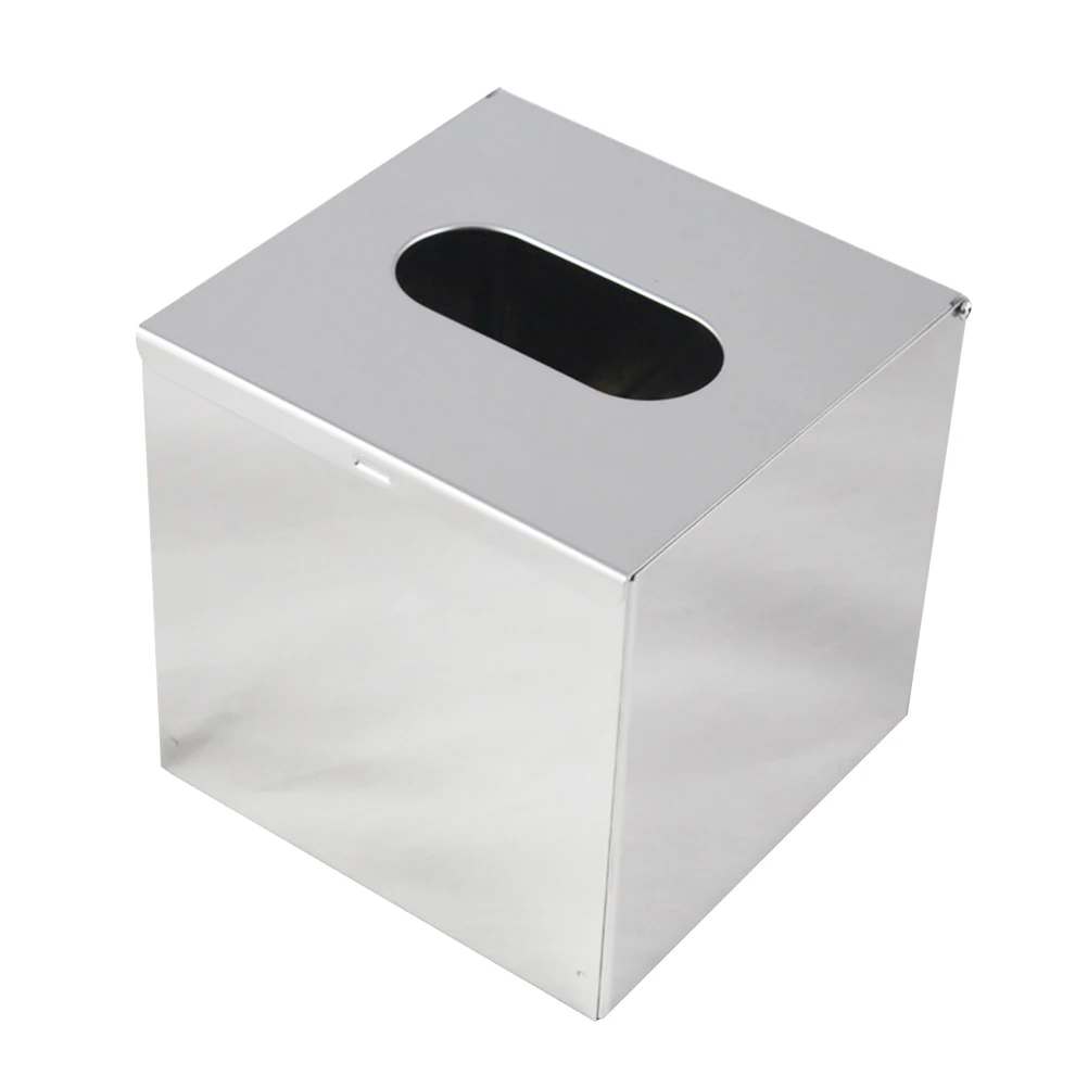

1pc Stainless Steel Tissue Box Waterproof Cover Flat Top Platform Home Bathroom Kitchen Organizer Roller Paper Holder