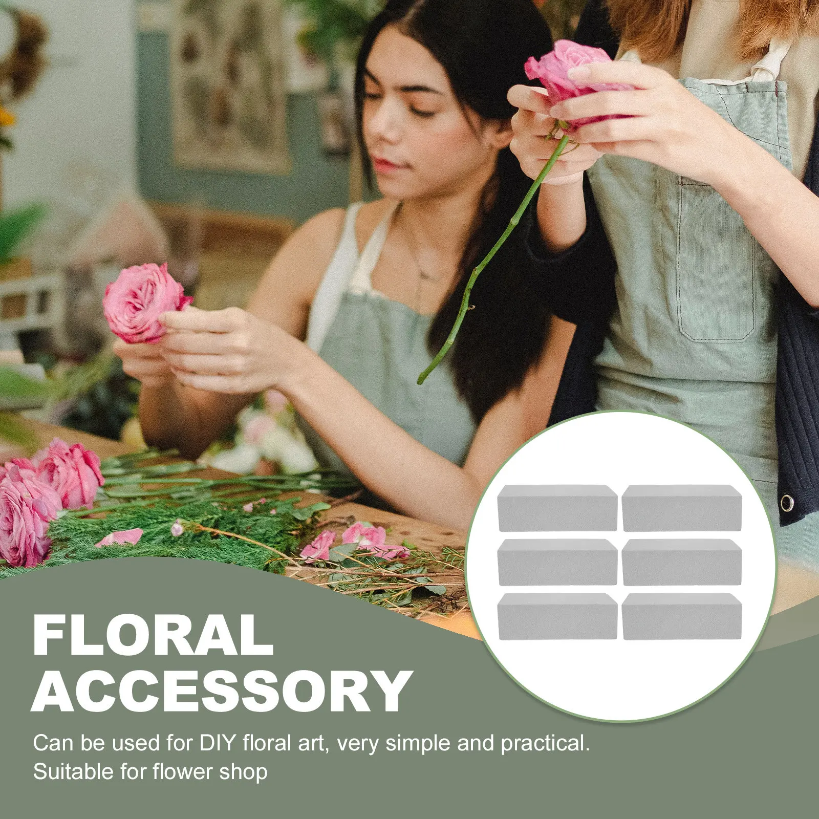 

6Pcs Flower Mud Floral Foam Bricks High Density Reliable DIY Flower Arrangement Wedding Supply Floral Accessory