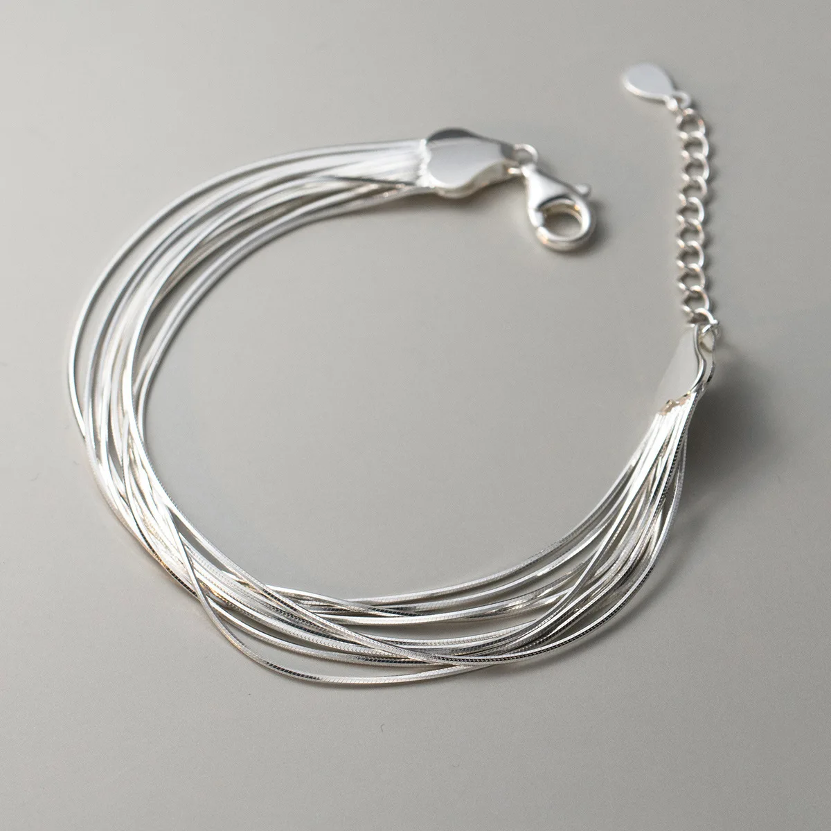 La Monada 16.5+4cm Simple Multilayer Bracelets For Women Silver 925 Snake Chain Minimalist Sterling 925 Silver Women\'s Bracelet