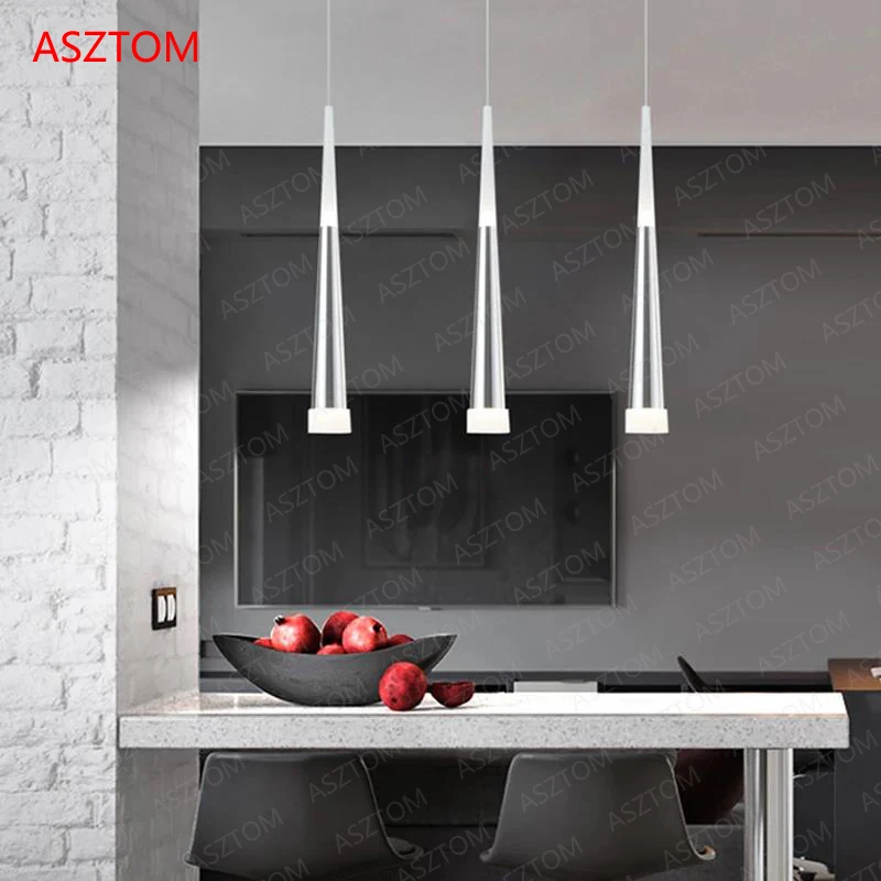 Modern LED Pendant Lights Black Silver Aluminum Conical Tube Pendant Lamps Bar Counter Kitchen Island Suspension LAMP