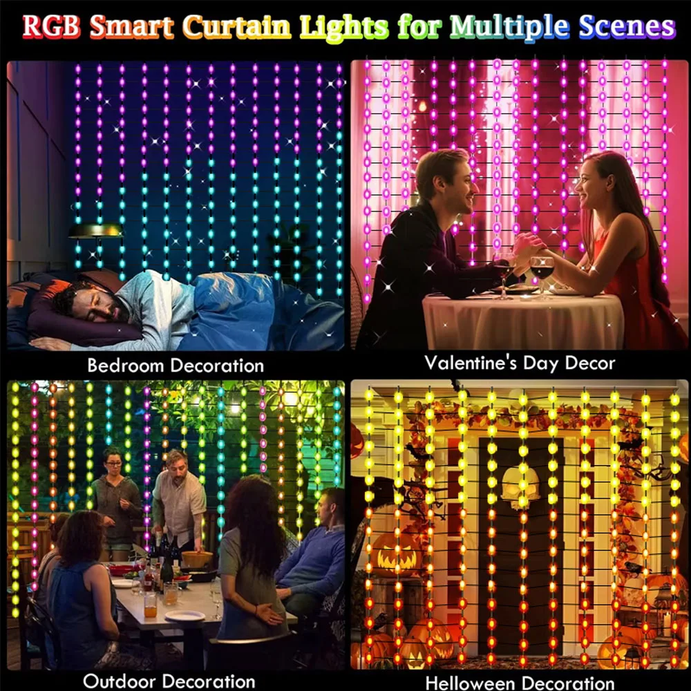 في الهواء الطلق شبكة ضوء RGB + IC شبكة ذكية ضوء DIY الرسم 400 المصابيح 64 طرق IP67 مقاوم للماء مناسبة ل فناء أضواء الحديقة