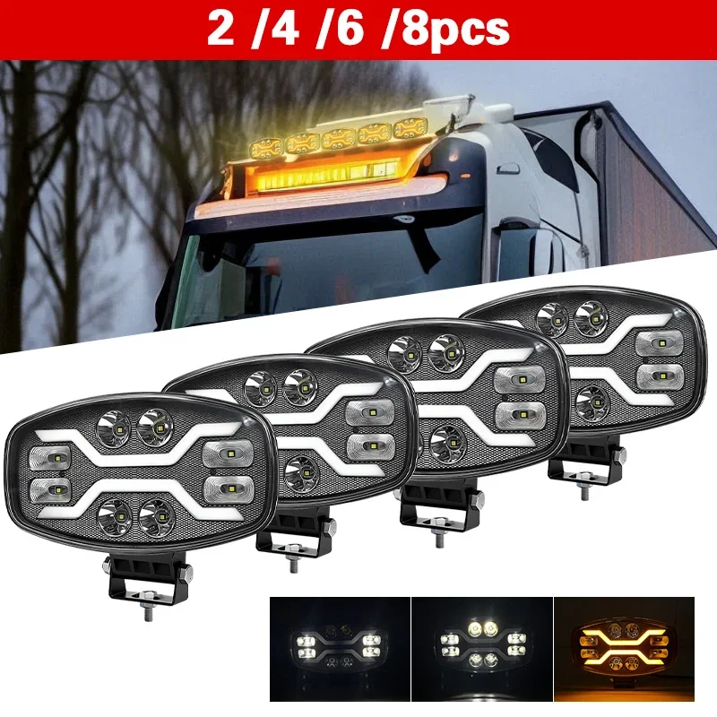 

2/4/6PCS 9 Inch Driving Light Work Light Off Road Headlight Spotlight Truck Auxiliary Square for ATV SUV UTV Trucks Pickup 4x4