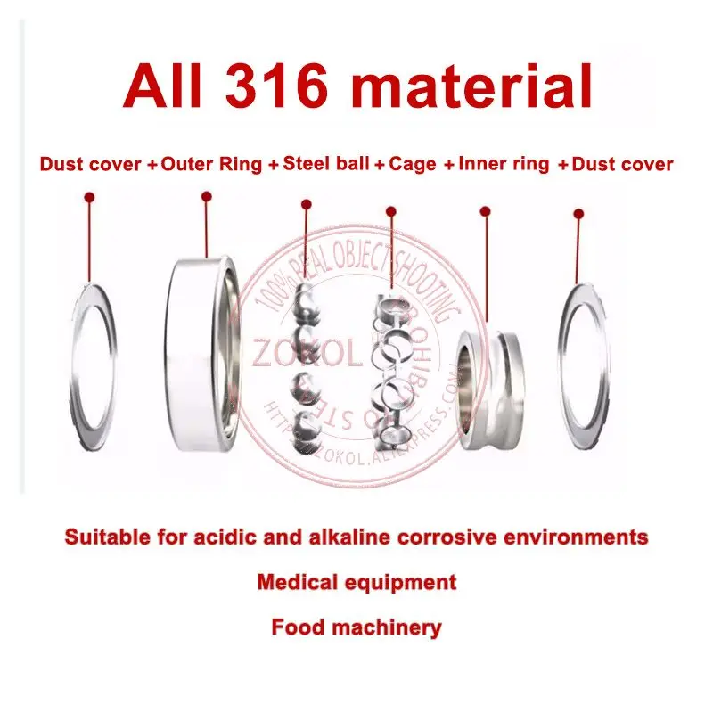 316L Stainless Steel Spherical Bearing SUC204 SUC205 SUC206 SUC207 SUC208 SUC209 SUC210 Corrosion And Rust Prevention