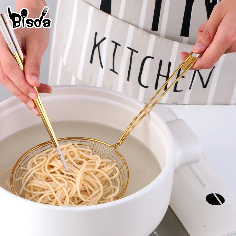 Oval Skimmer Hot Pot Fried Food Filter Colander Stainless Steel Leak Spoon Noodle Strainer Cookware Kitchen Strainer Baking Cook