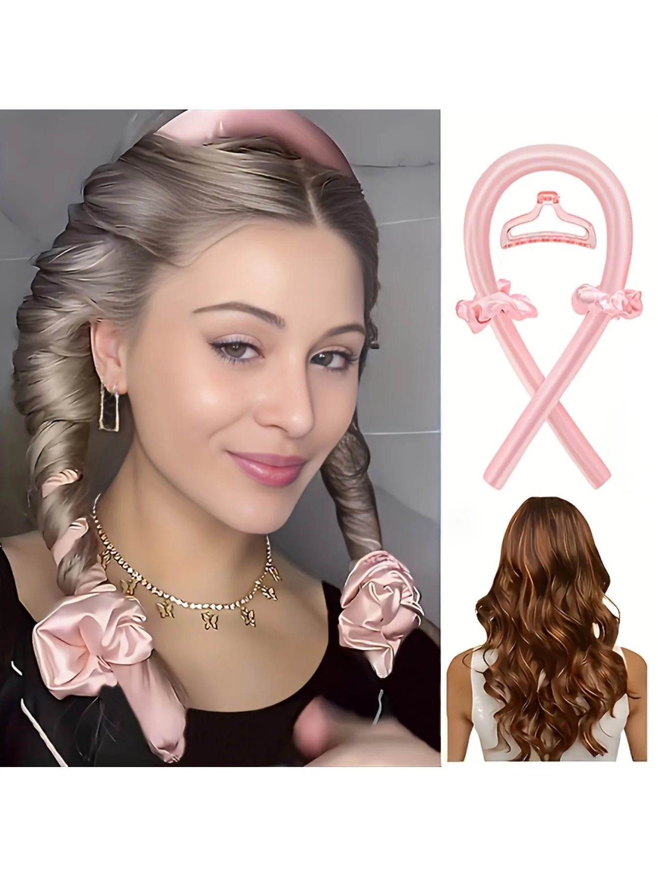 Minimalist fabric curler with bow detail - monochrome, single piece, suitable for Christmas hair accessories