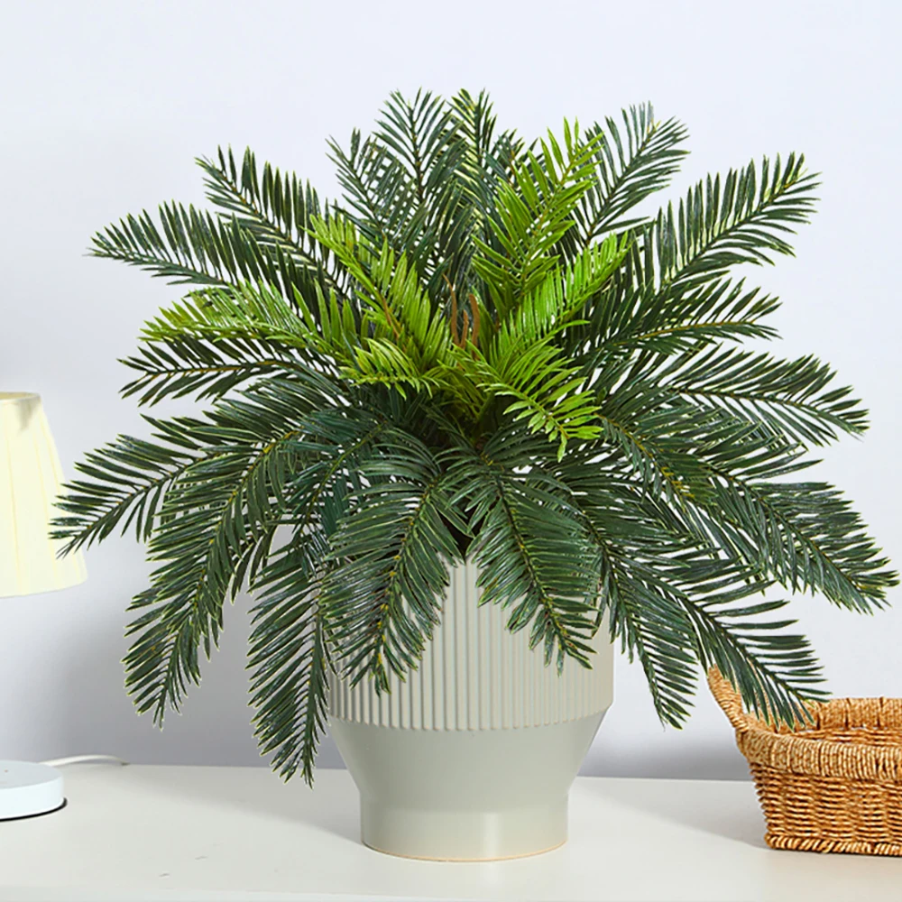 45 cm 21 Blätter Künstliche Palmpflanzen Gefälschte Kokosnussbaum Kunststoff Sago Cycas Blätter Tropische Outdoor-Pflanzen Für Hausgarten Dekor – Detail 5