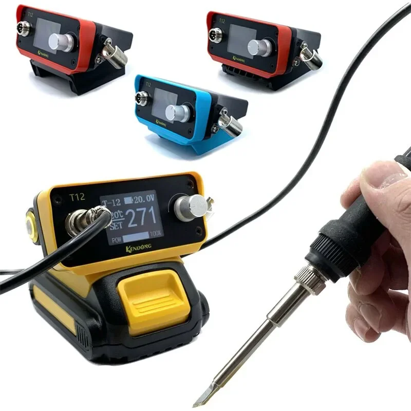 Portable 70W T12 Cordless Soldering Station Solder Iron for Makita/Bosch/Dewalt/Milwaukee 18V 20V Li-ion Battery Digital Display