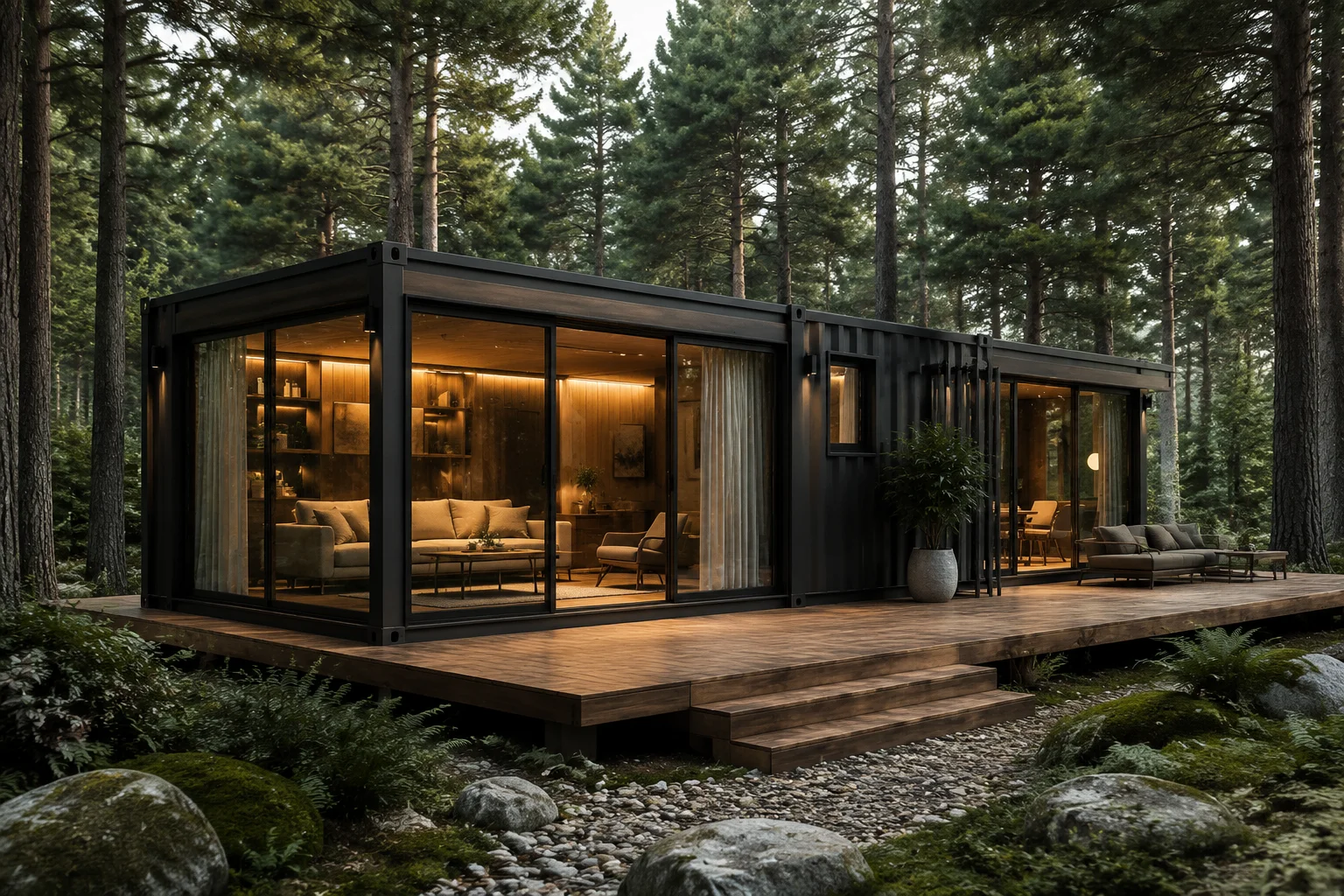 Backyard Office Expandable Container House BedroomBathroom Kitchen workspace living unit in residential garden with quiet design