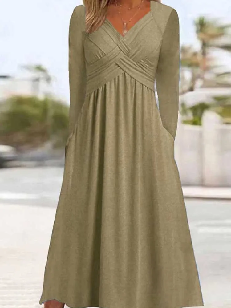 여성 우아한 보헤미안 패셔너블 캐주얼 긴팔 심플 원피스