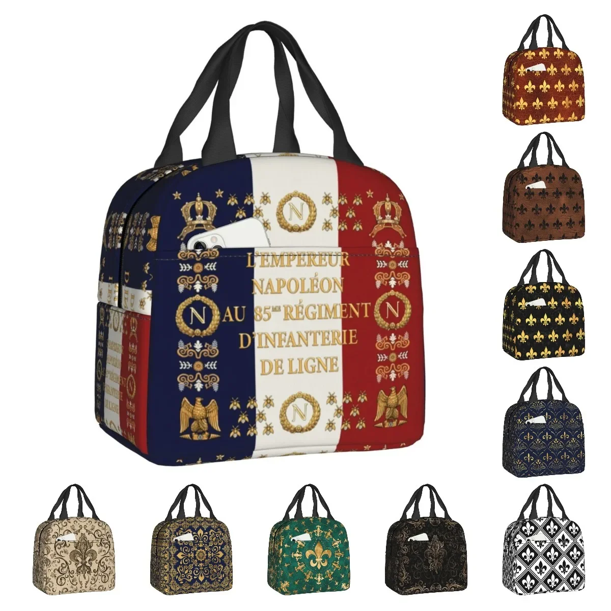 Özel Napolyon Fransız 85th Alay Bayrağı Öğle Yemeği Çantası Kadın Soğutucu Sıcak Yalıtımlı yemek kabı Çocuklar için Okul