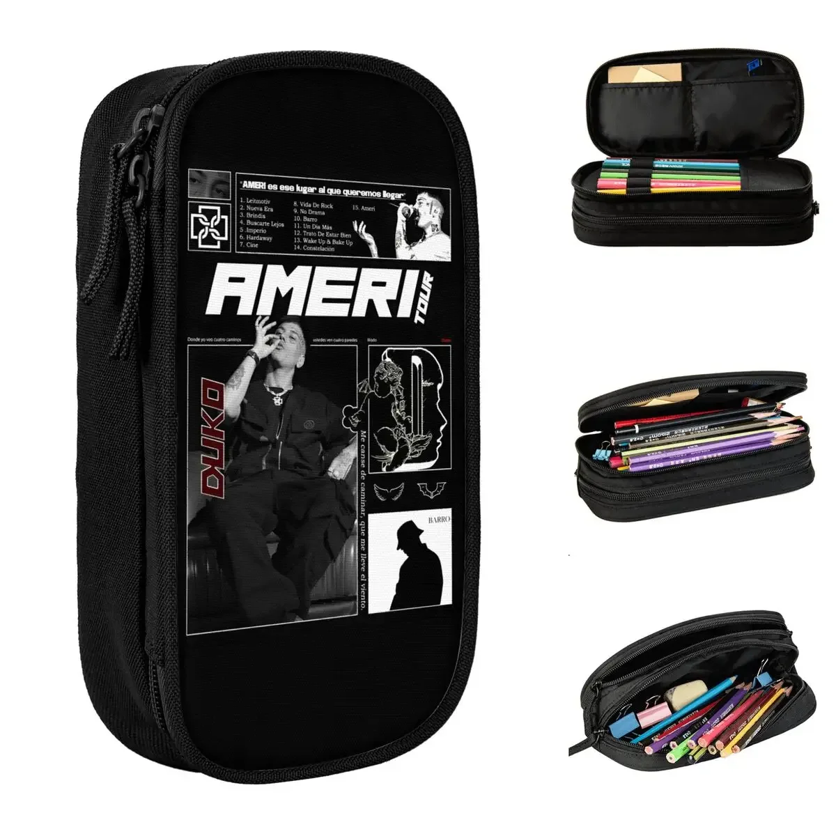 

DUKI Pencil Case Cute Hiphop Rapper Pen Bag for Student Big Capacity School Supplies Gift Pencilcases