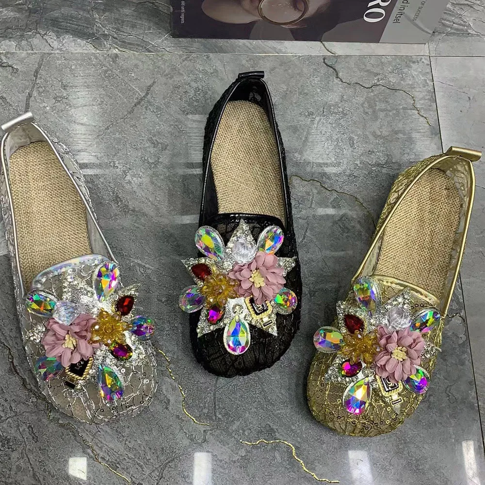 Letnie damskie buty koronkowe kwiaty modne sandały damskie oddychające damskie mokasyny Plus Size kobiety Mullers