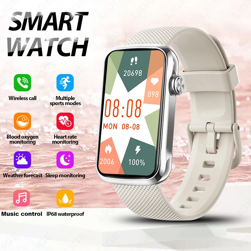 

LIGE 1.47'' Smart Watch Men Bracelet Bluetooth Call Heart Rate Women Band For Android IOS Music Sports Fitness Health Smartband