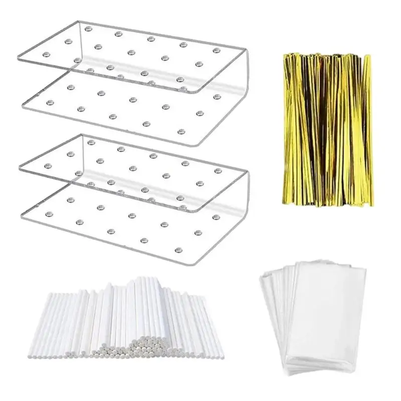 

G6KF Stable Acrylic Cake Lollipop Stand With 15 Holes Safe Materials Nonslip Base Complete Party Decoration Set 200Pcs