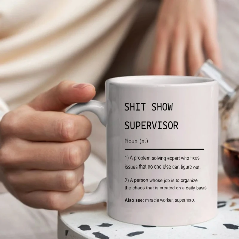 Shit Show Supervisor Mugs for My Boss Gift, Boss Thank You Gift Funny Birthday Gifts Novelty Coffee Ceramic Tea Cups White 11 Oz