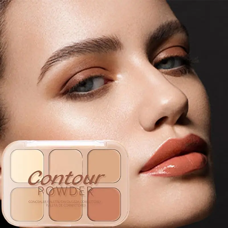 Tavolozza di correttori per trucco Tavolozza per contorni facciali a 6 colori Prodotti di bellezza dai toni delicati e naturali Trucco viso multifunzione