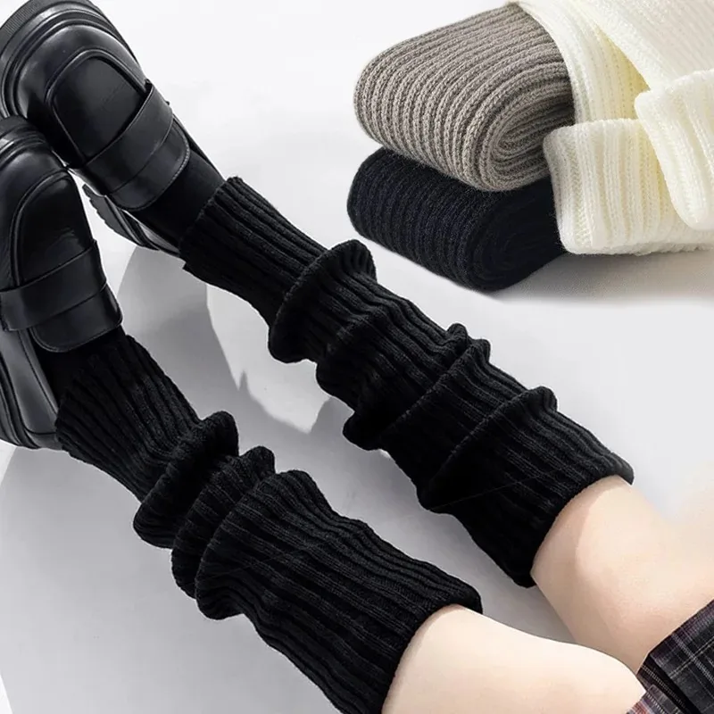 New women's Japan leg warmer Lolita long wool knitted socks protective shoes cover shoulder pads autumn and winter crochet socks