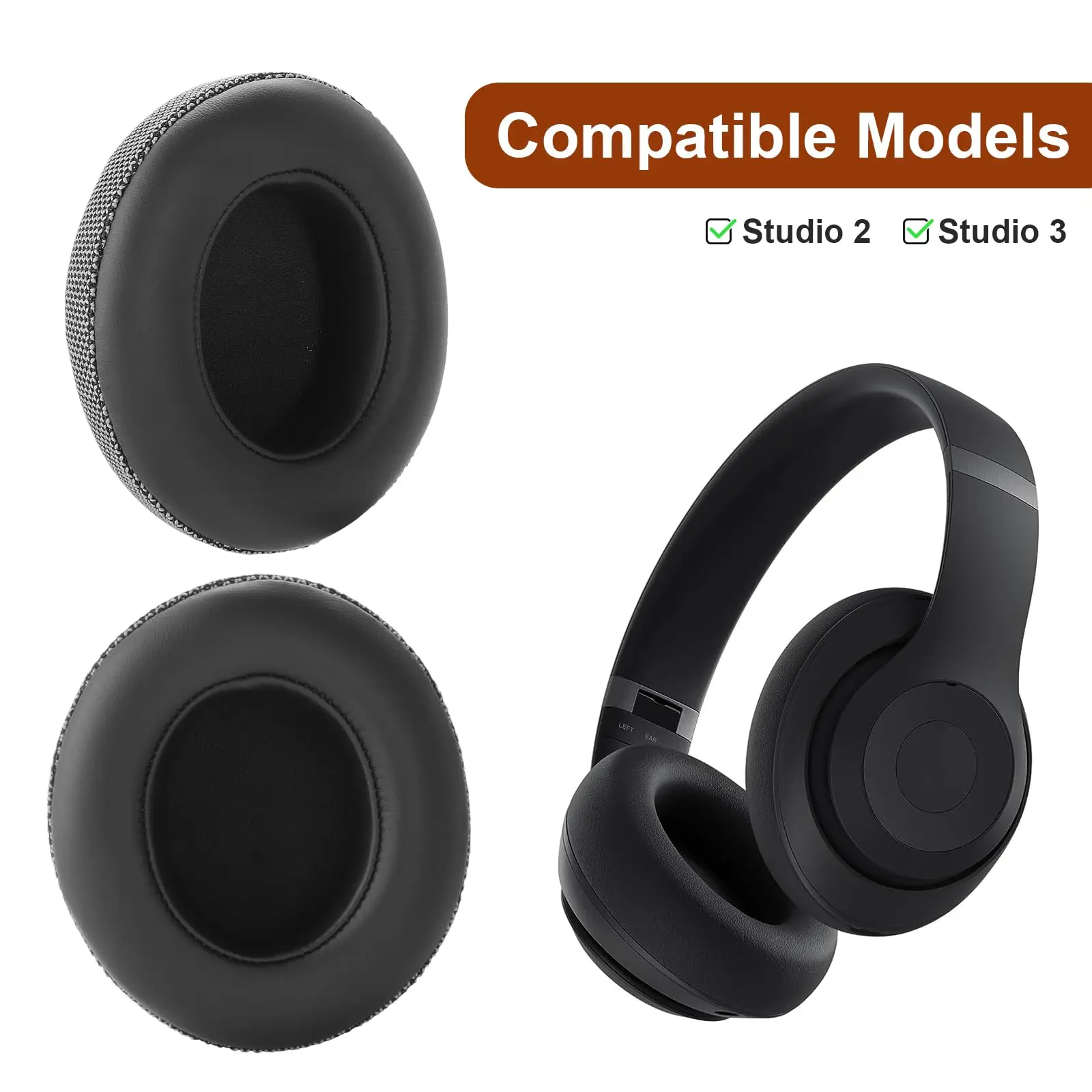 Premium Ear Pads Compatible with Beats Studio 2 and Studio 3 Wireless Headphones,Ear Cushions Memory Foam Earpads PU+Fabric