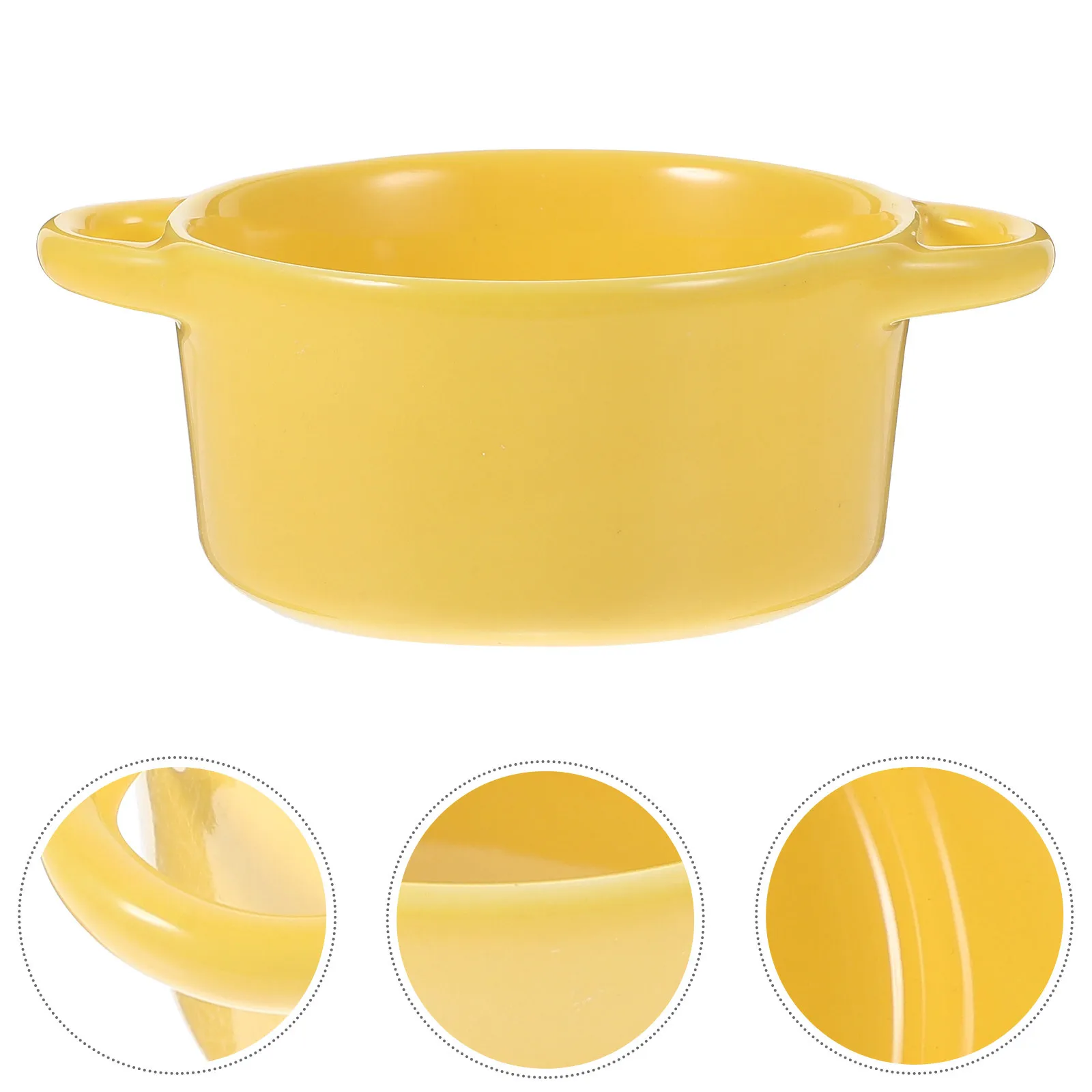 

1Pcs Ceramic Soup Bowl Double Handle Smooth Surface No Seam Multipurpose Pudding Dessert Salad Bowl Ceramic Bowls
