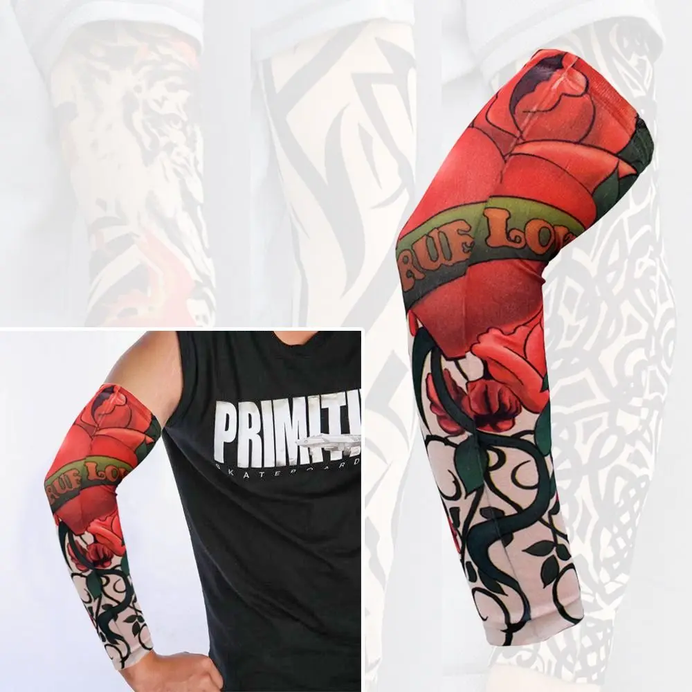 1PC Outdoor Sport Flower Arm Sleeves New Sun Protection Summer Cooling Tattoo Arm Sleeves Basketball UV Protection Arm Cover