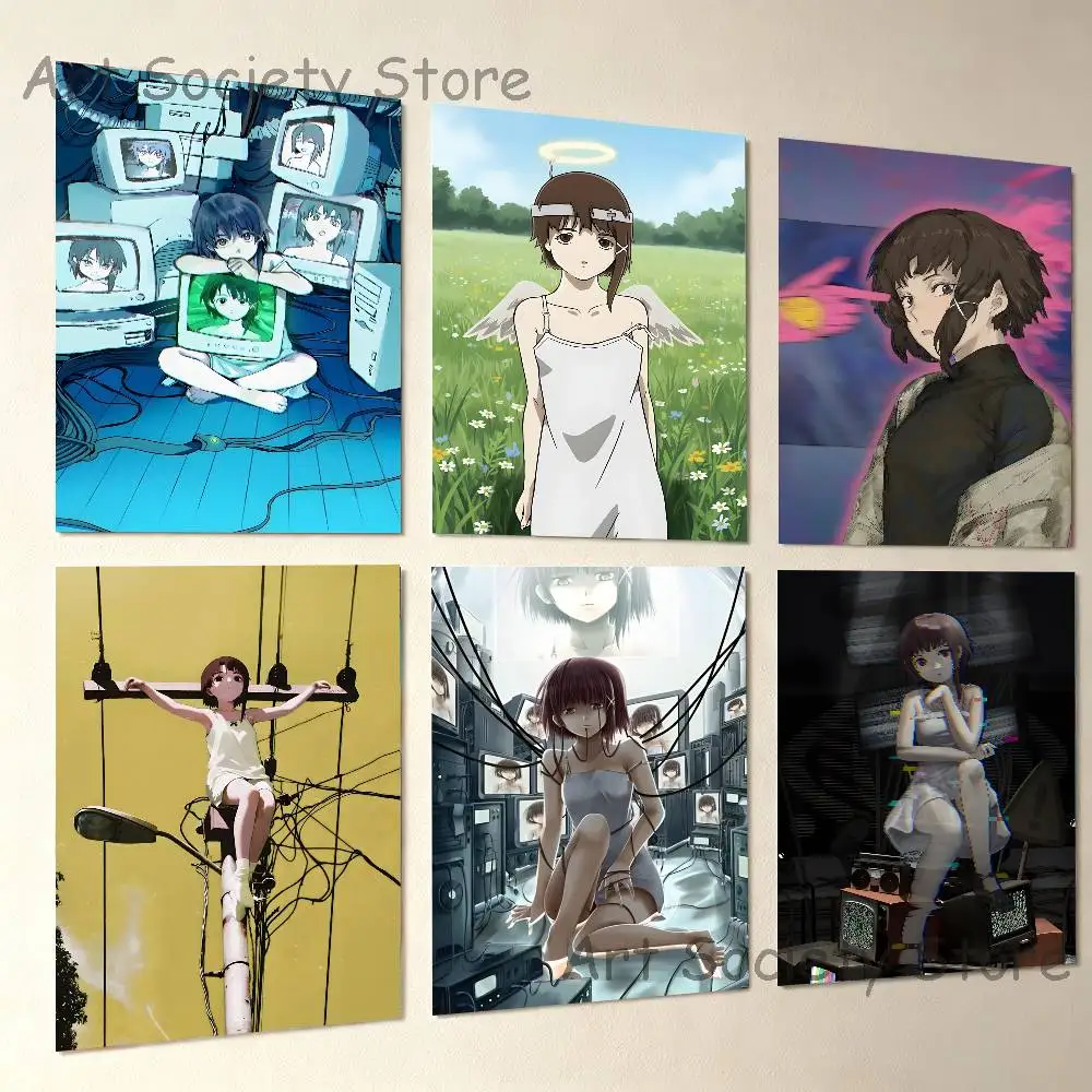 S-Serial Experiments Lain Iwakura Poster High Quality Dorm Living Room Aesthetic Wall Decoration Painting Stickers Gift