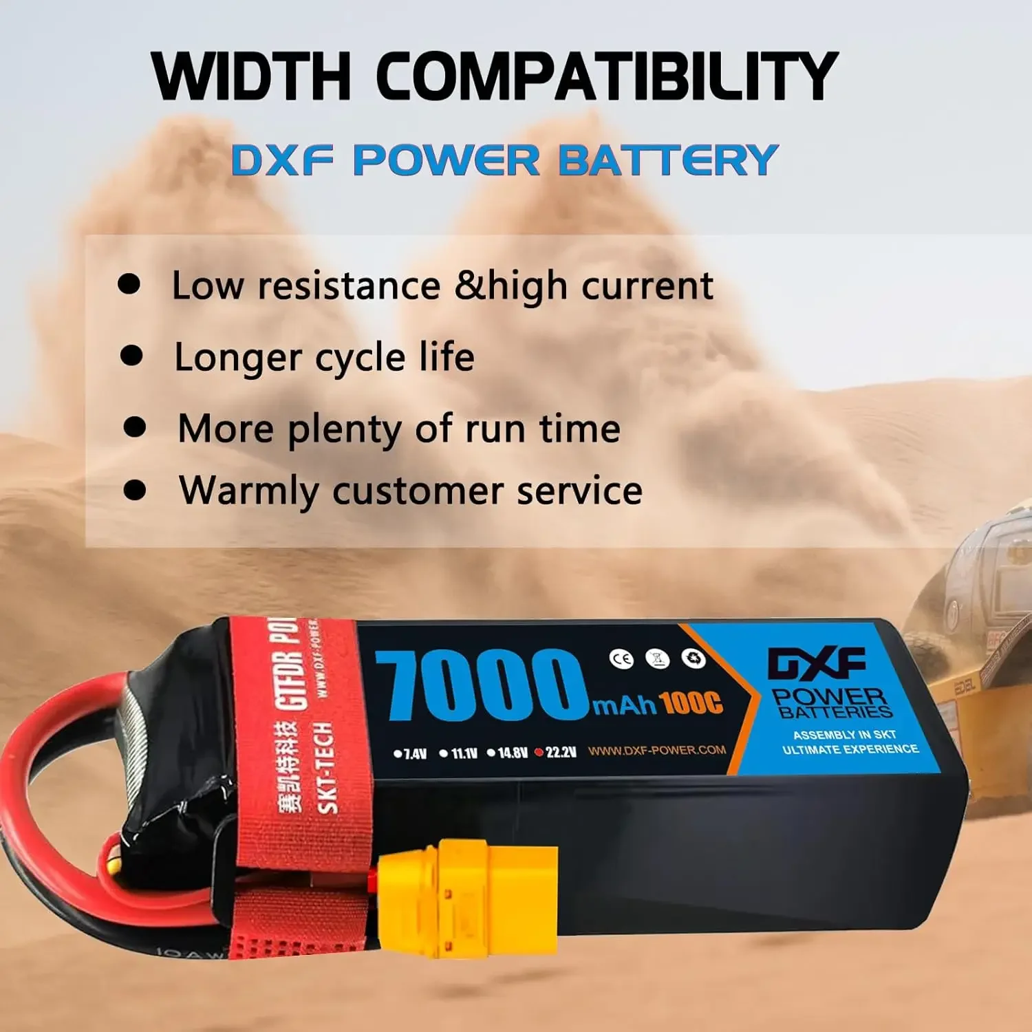 DXF 6S Lipoバッテリー 22.2V 7000mAh 100C ソフトケースバッテリー XT90コネクター付き 車 トラック タンク RCバギー トラギー レーシング ホビー用