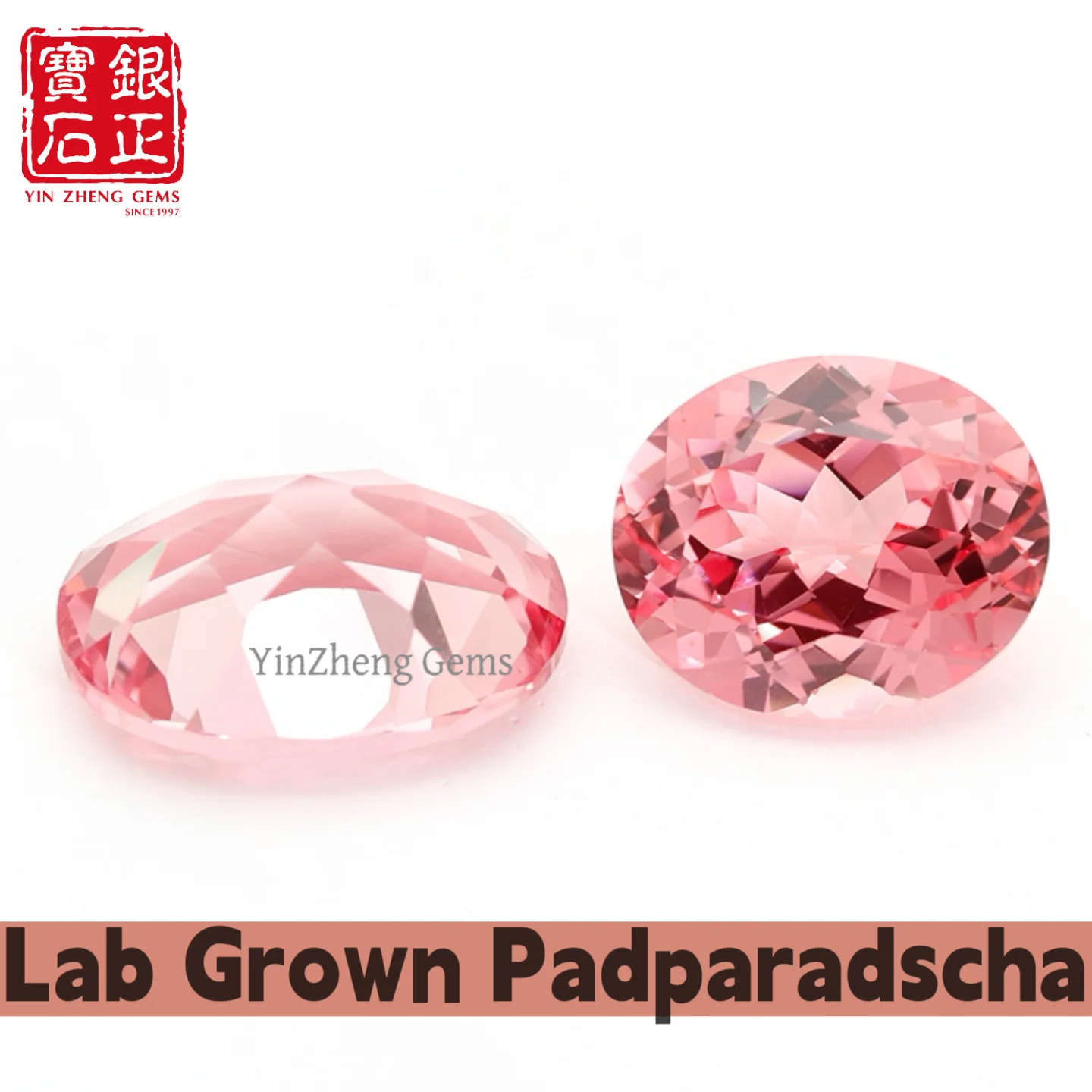 

YinZheng Czochralski Oval Shape Cultivate Padparadscha Sapphire Provide AGL Certificate Loose Synthetic Lab Grown Padparadscha