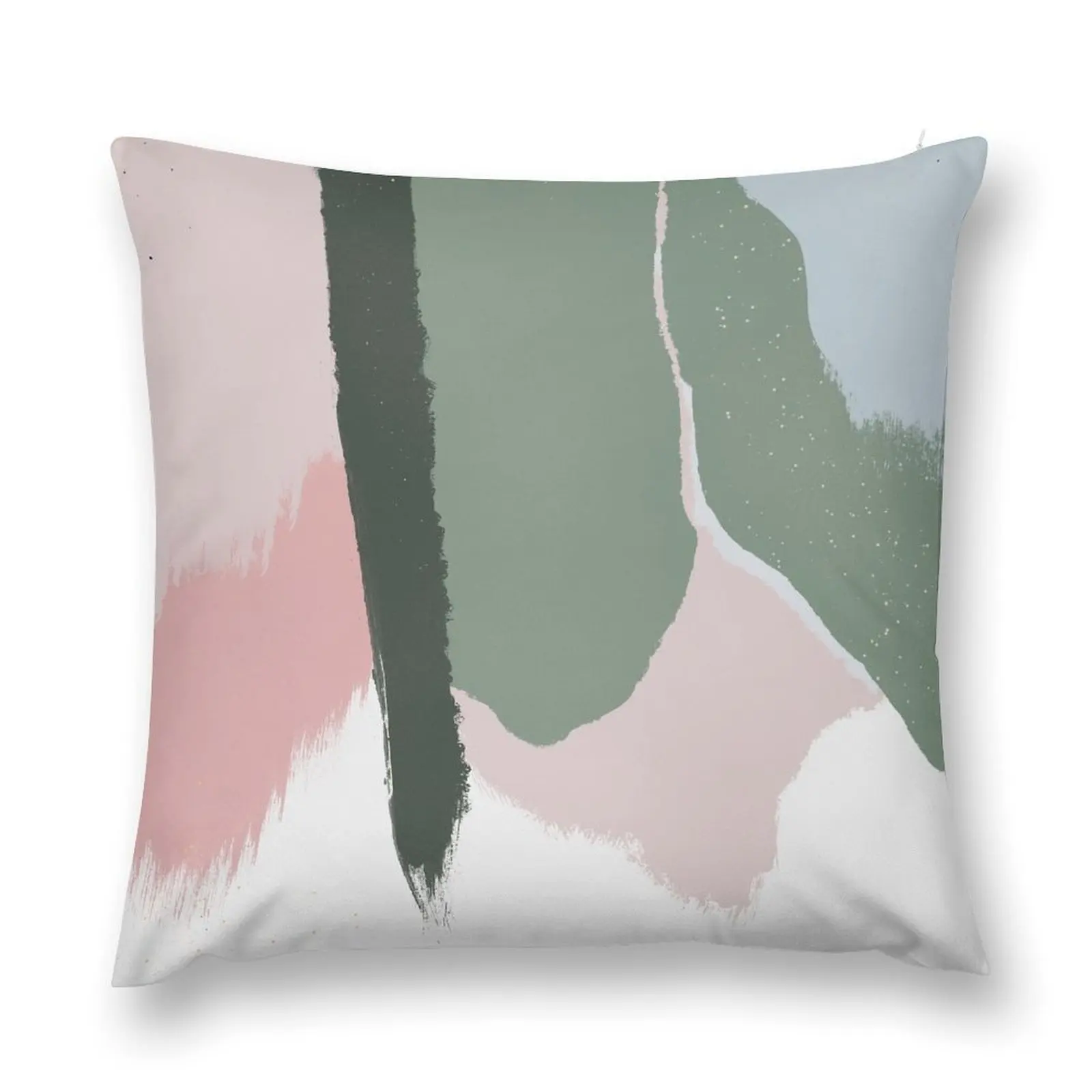 Abstract Art Paint Brush Strokes in Blush Pink & Sage Green Throw Pillow Cushion Child pillow