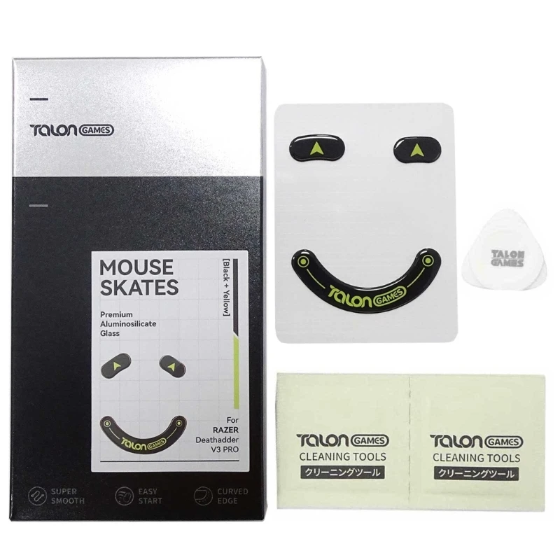 F3KE 1 Bộ 0.8 Mm TALONGAMES Kính Chân Chuột Bàn Đạp Cho DeathAdder Chuột Lướt Nhẹ Cạnh Cong Chuột Bánh Miếng Dán