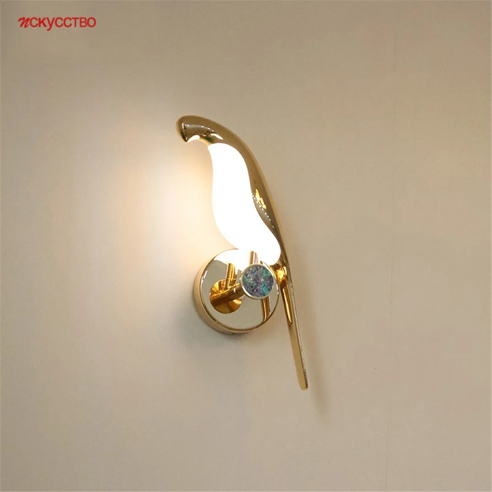 

Art Creative Golden Magpie Bird Led Wall Lamp Living Room Sofas Decoration Sconces Indoor Home Bar Corridor Stairs Night Light