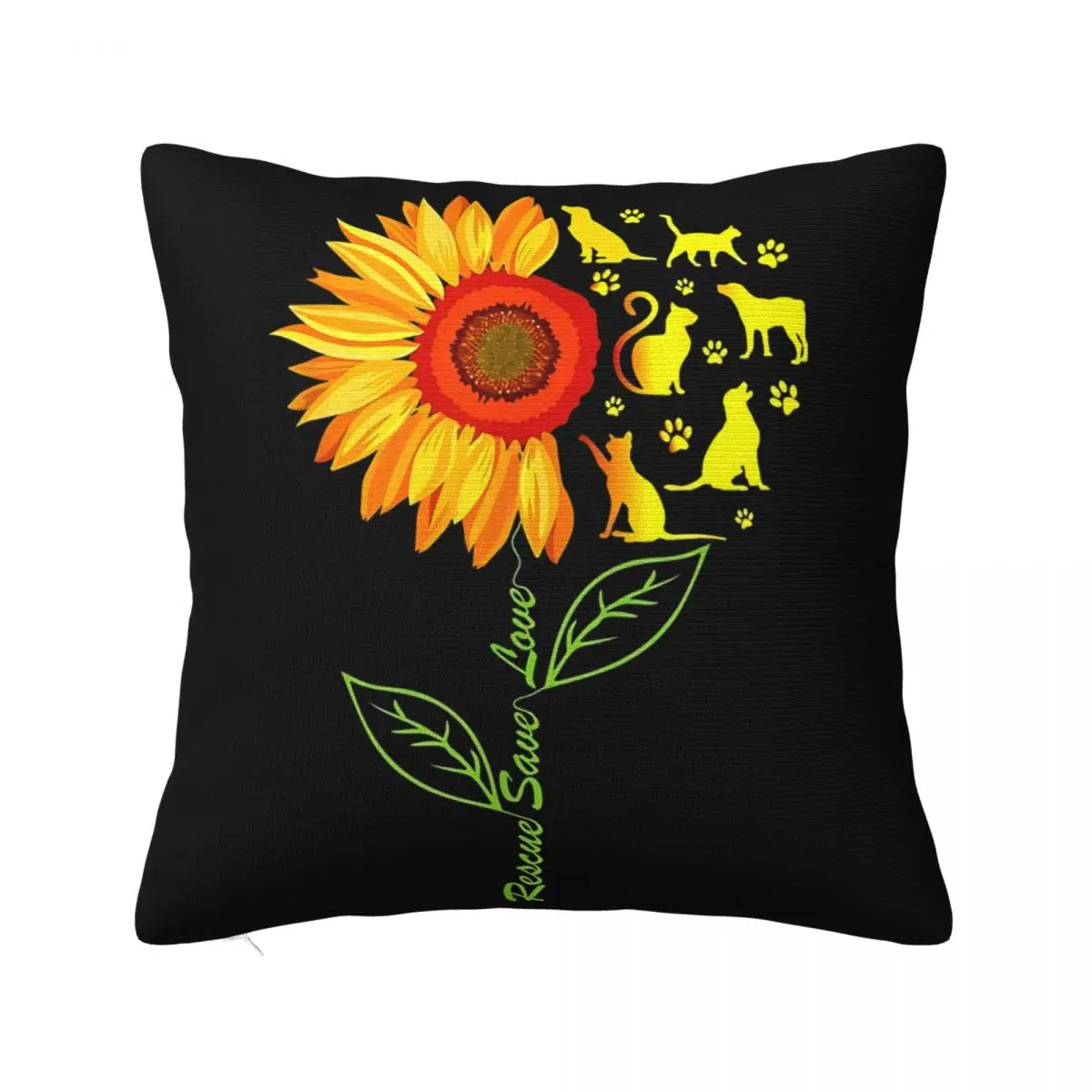 Rescue Save Love Pet Animal Shelter Sunflower Gift Vintage Men Gift Tee Pillow Case