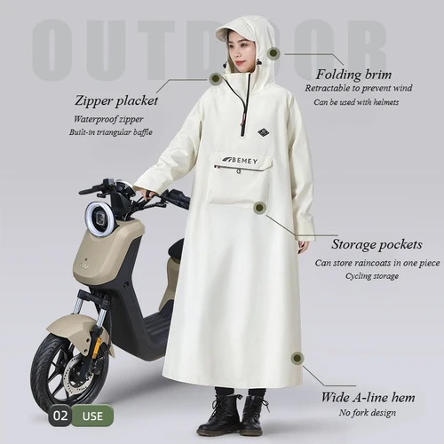 Imagen 2 del producto Chubasquero grueso para motocicleta para adultos, equipo de equitación duradero e impermeable, impermeable especial para exteriores, 1 unidad