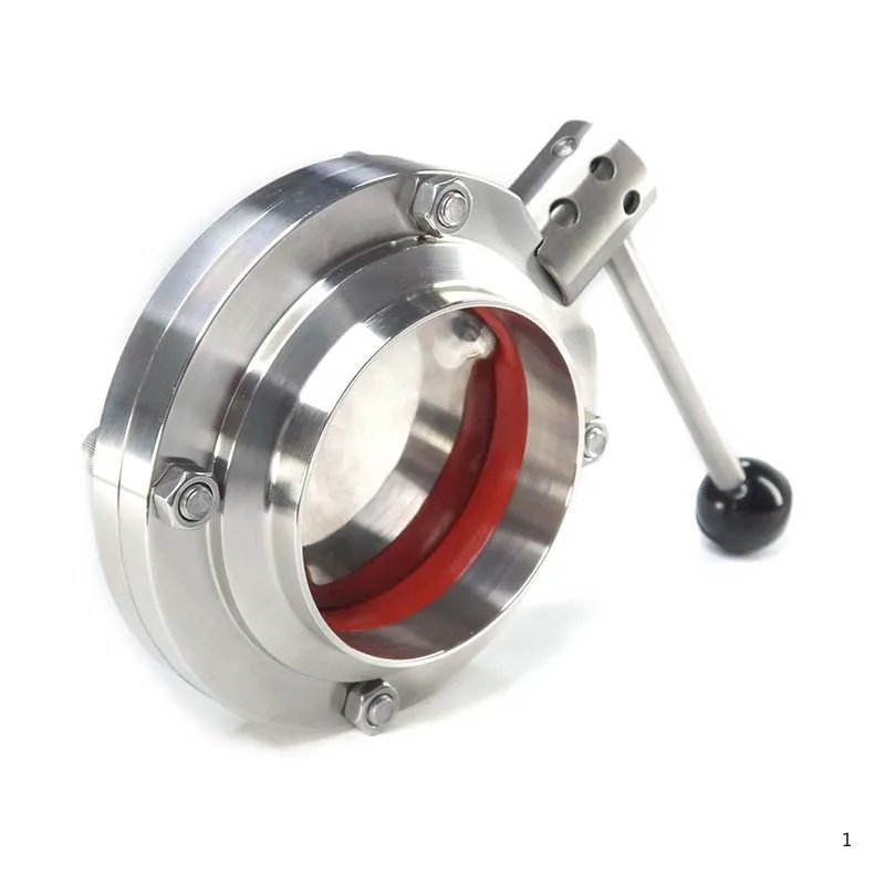 304 Stainless Steel Welded Butterfly Valve Food Grade Butt Welding Manual Fluid Plate Disc Grade Quick