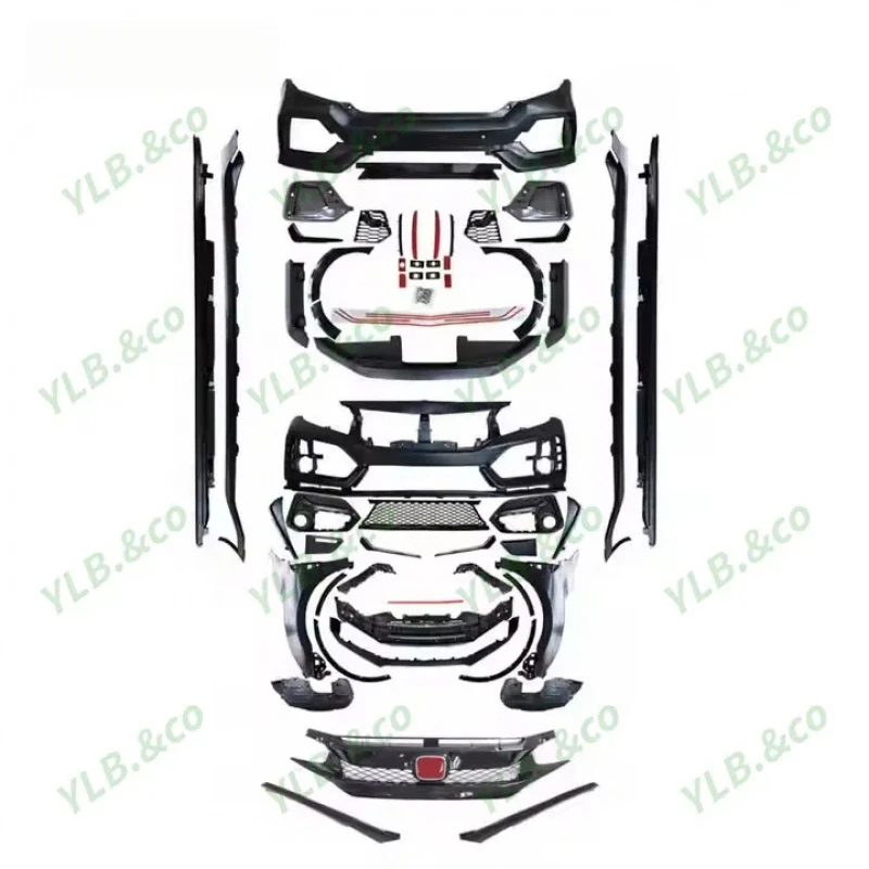 

YLB Type R Body Kit Front Rear Bumper Grille Front Lip Side Skirts Rear Spoiler Full 2016-2020