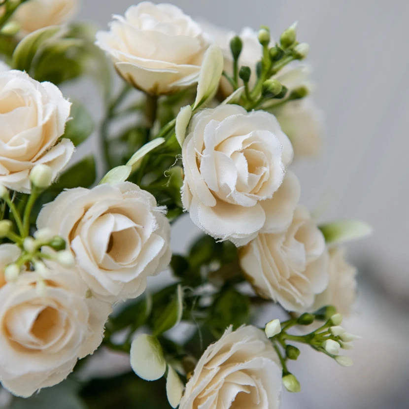 5 forchetta 15 testa di seta rosa per Bouquet da sposa decorazione natalizia vaso casa composizione floreale fai da te Scrapbook fiori artificiali