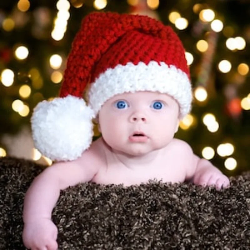 

Handmade Crochet Santa Claus Newborn Hat - Complete Christmas Photoshoot Outfit with Red Hat for Baby Boy & Girl Holiday Photos