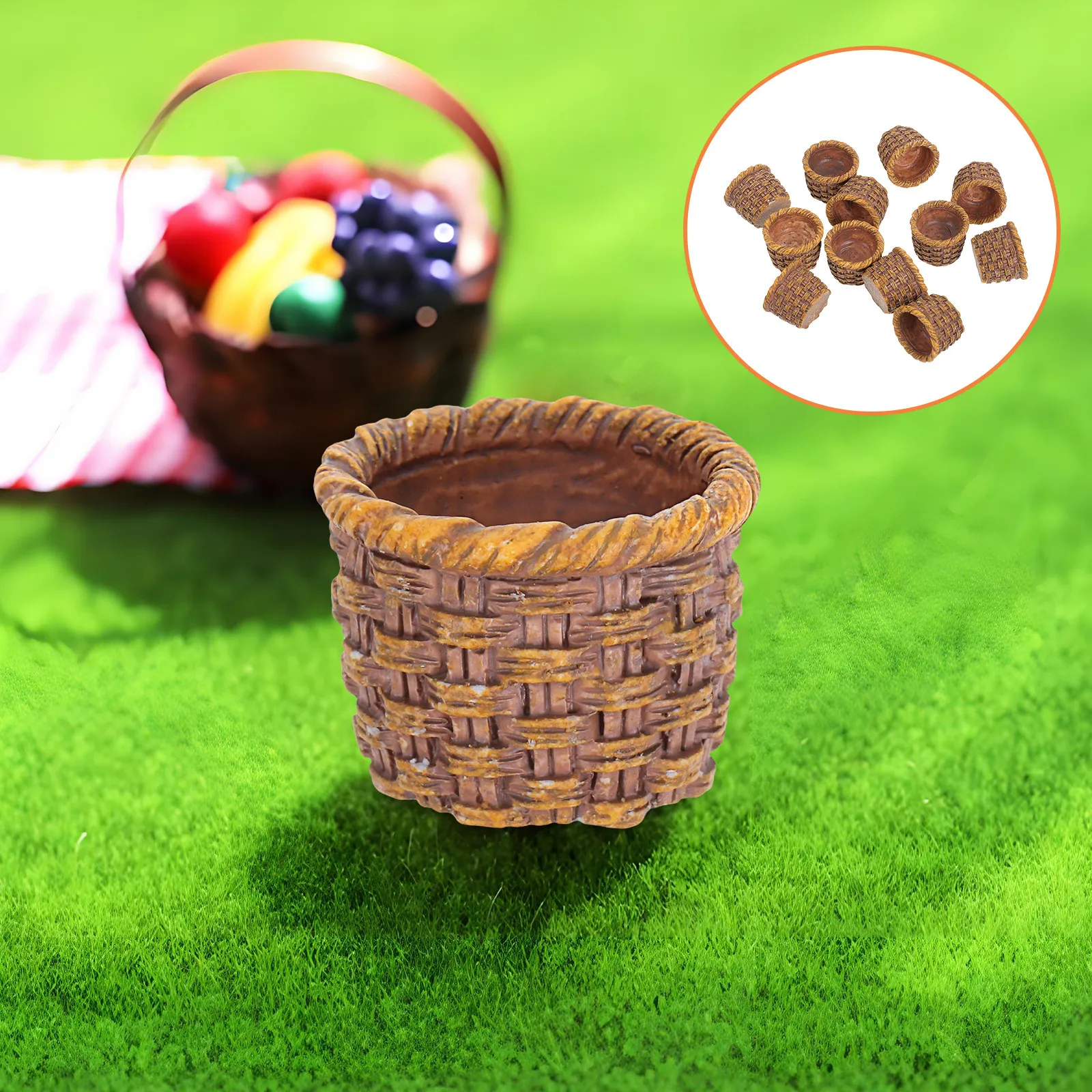 

Набор из 12 миниатюрных плетеных корзинок ручной работы из имитации ротанга для кукольного домика, мини-аксессуаров, декора для сказочного сада, поделок своими руками, хранения мелочей, пикника