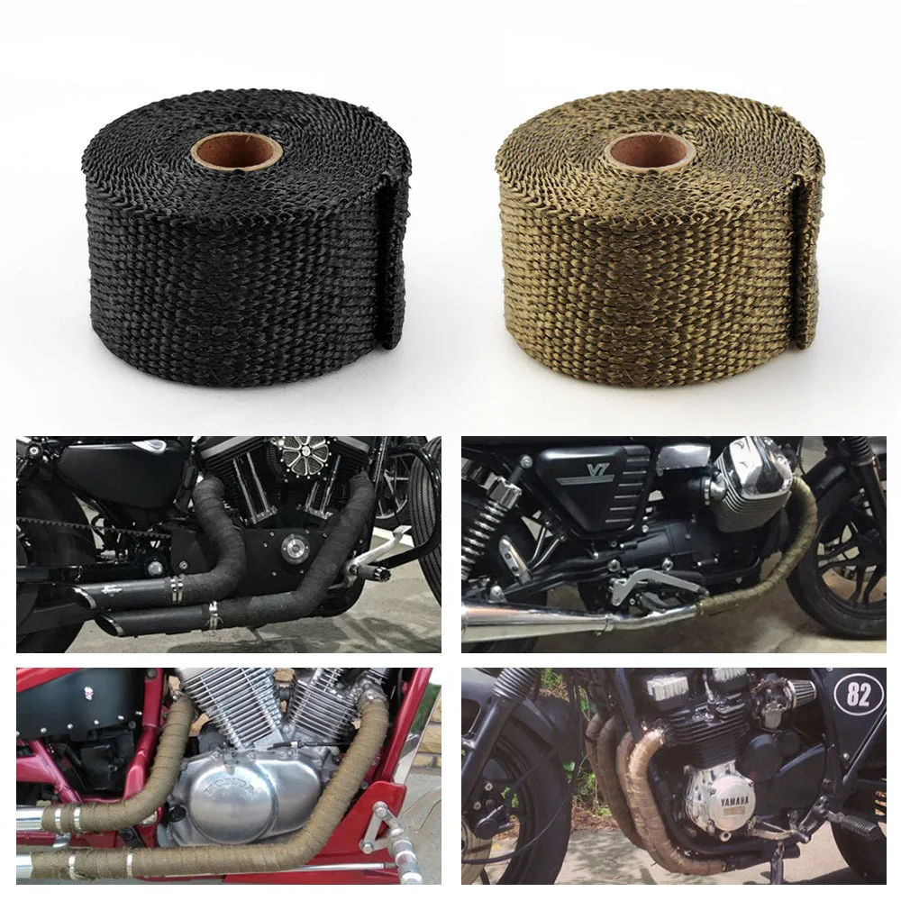 5cm 5M 10M 15M Thermal Heat Wrap Bandage Tuning Band For Motorcycle Pitbike Enduro Motocross Exhaust Systems Muffler Wrap
