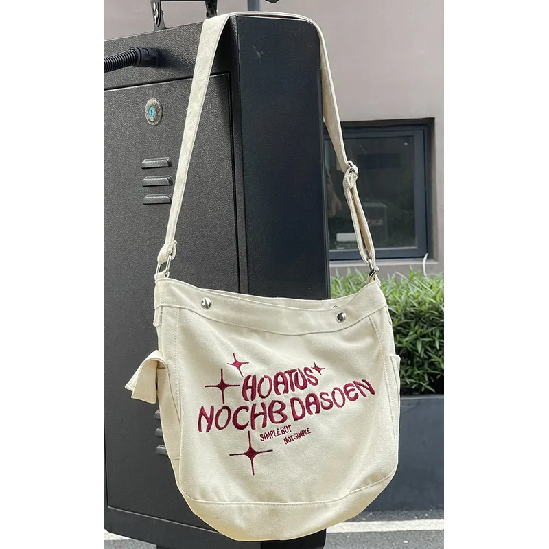 Shoulder Simple Canvas Single Bag Large Capacity Handbags For Women Casual High-Quality Messenger Versatile Luxury Crossbody Y2k