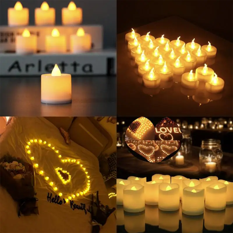 Velas Flameless LED coloridas, operadas por bateria, Tealight, casamento, luzes de decoração de aniversário, velas falsas eletrônicas, 12pcs