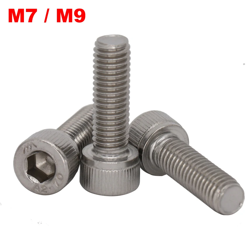 M9 M9*40/45/50/80mm M9x40/45/50/80mm 1.25mm Pitch 304 Stainless Steel Allen Head Cap Screw Inner Hex Hexagon Socket  Bolt