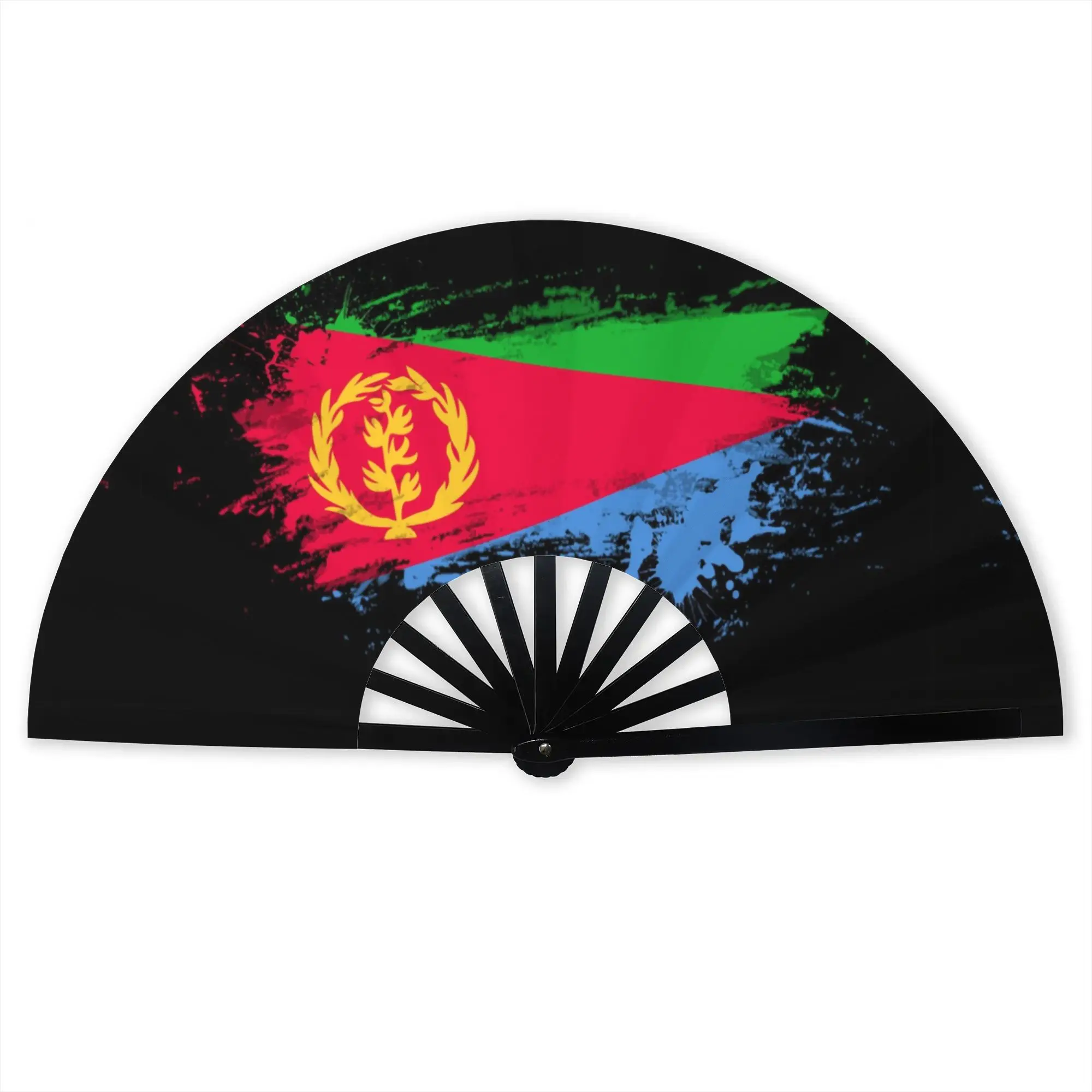 Eritriea Flag Splatter Folding Hand Fan Eritrean Pride Patriotic Polyester Fabric Fan Funny Summer Accessory Decorative Fans