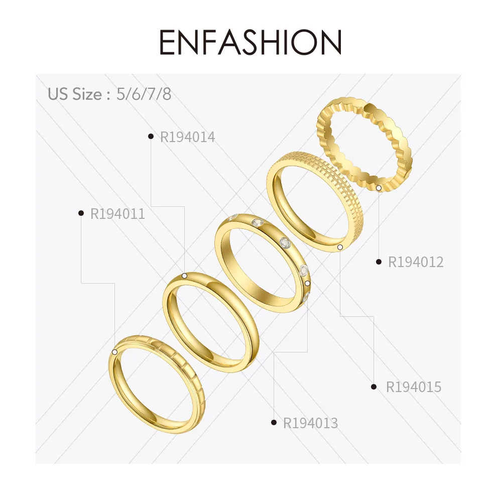 ENFASHION Multilayer Rings For Women Stainless Steel Gold Color Stack Finger Ring Fashion Jewelry Wholesale Anillos Mujer R4011